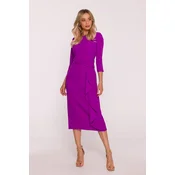 Stylove Womans Elegant dress with a decorative ruffle - lavender