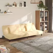 Dvosjed na razvlacenje s dva jastuka krem baršunasti