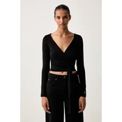 Guess Jeans bluza na preklop ženska z modalom