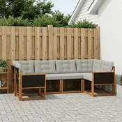 Set vanjskih sofa 6 pcs Prirodna i Svjetlosiva
