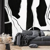 Samolepilna tapeta minimalistične črno-bele poteze čopiča - 245x165