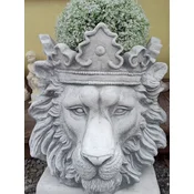 Casa Padrino baroque flower pot lion head with crown gray H. 41 cm - Baroque style plant pot