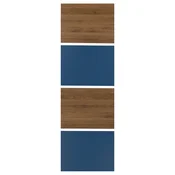 MEHAMN 4 plošče za okvir drsnih vrat, imitacija oreha/modra, 75x236 cm