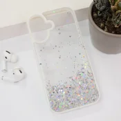Maska Frame Glitter za iPhone 16 bela