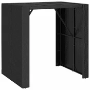 Vidaxl Barska miza s stekleno ploščo črna 105x80x110 cm poli ratan