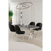 Hanah Home Set Trpezarijski sto i 4 stolice Rigel, Crno-beli