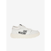 White Womens Leather Sneakers Love Moschino - Women