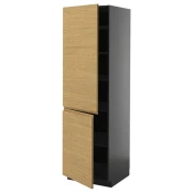 METOD Visoki element s policama/2 vrata, Crnosiva/Voxtorp im. hrastovine, 60x60x200 cm