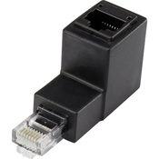 Renkforce RJ45 Omrežni adapter CAT 5e 90° zakrivljen navzdol [1x RJ45-vtič - 1x RJ45-vtičnica] 0 m črn Renkforce