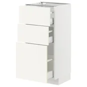 METOD / MAXIMERA Podni element s 3 fioke, bela/Vallstena bela, 40x37 cm