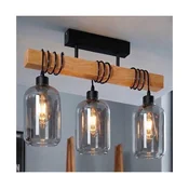 Brilagi - Plafonski luster WOOD GLASS 3xE27/60W/230V borovina/crna/dimljeno siva