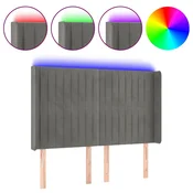 Vidaxl LED posteljno vzglavje svetlo sivo 147x16x118/128 cm žamet