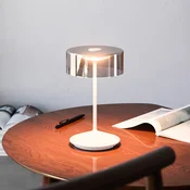 Sigor Namizna svetilka Numotion LED za polnjenje, bela, steklena, IP54, z možnostjo - Dnevna soba/jedilnica - Sodobni - snežno bela, prozorna - Steklo