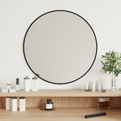 Zidno ogledalo crno O 50 cm okruglo