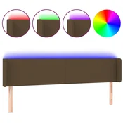Vidaxl LED posteljno vzglavje temno rjavo 183x16x78/88 cm blago