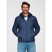 Ombre Mens quilted jacket with high zipped hood - black