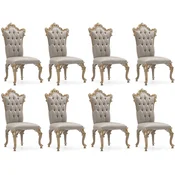 Casa Padrino luxury baroque dining chair set of 8 silver/gray/gold - Magnificent baroque style kitchen chairs - Baroque dining room furniture - Luxury furniture baroque style