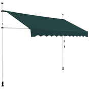 Northix Zložljiva balkonska tenda 300 cm UV zaščita zelena z aluminijastim okvirjem