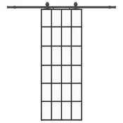 Vidaxl Drsna vrata z opremo črna 76x205 cm ESG steklo