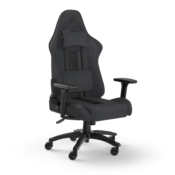 CORSAIR TC100 Gaming-Stuhl mit Stoffbezug schwarz-grau – Gaming Stuhl mit Lendenkissen und abnehmbaren Nackenkissen aus Memory Schaumstoff