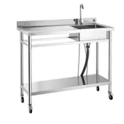 VEVOR Enojna korita za utility z vrtljivimi kolesi in pipo 1200x500x1055 mm