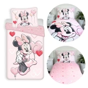 Disney DISNEY Minnie Mouse Roza, DVOJNA STRAN, bombažna otroška posteljnina z zadrgo, 100% BOMBAŽ 140x200+70x90 cm OEKO-TEX