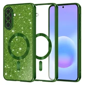 TPU gel ovitek Techsuit Luxury Glitter MagSafe za Samsung Galaxy A57 - deep green