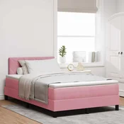 vidaXL vidaXL Box Spring postelja z vzmetnico in LED roza 120x200 cm žamet, (22050236)