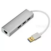 FAST ASIA - USB 3.0 - HUB 3port + RJ45 (ž) siva