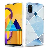 Cadorabo CADORABO CARE, združljiv s Huawei v modrem belem sivem marmorju št. 2 - Zaščitni pokrov iz silikona TPU z vzorcem mozaika, (20569479)