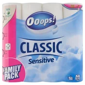 Toaletni papir, 3-slojni, majhen zvitek, 32 rolic, OOOPS Classic, občutljiv, 32 rolic