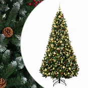 Vidaxl Umetno božično drevesce z božičnimi okraski 180 cm 300 LED