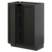 METOD Podni element s policama/2 vrata, Crnosiva/Lerhyttan crno bajcovano, 60x37 cm