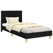 Vidaxl Otroški posteljni okvir z vznožjem Črna 80 x 200 cm blago