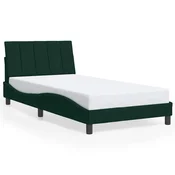 Vidaxl Posteljni okvir brez vzmetnice Hanko temno zelen 100x200 cm žamet