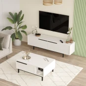 Hanah Home Set nameštaja za dnevnu sobu ON19-W, Beli
