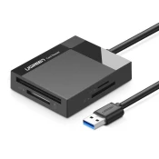 Citac kartica Ugreen USB 3.0 BlackBox - za memorijske kartice SD, CF, MS i TF 4u1 - crn