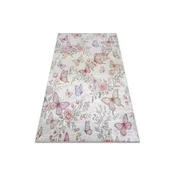 RugsX BAMBINO 61450 pralna preproga Metulji za otroke protizdrsna - krema/roza 120x170 cm, (5000359135)