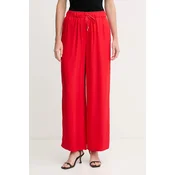 Calvin Klein Hlače iz tkanine LV044B932G Rdeča Wide Leg