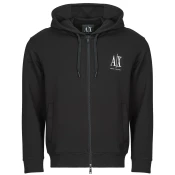 Armani Exchange za moške. XM000371AF10818UC001 Mikina s kapuco in polno zadrgo iz črnega raztegljivega laminiranega bombaža in pol