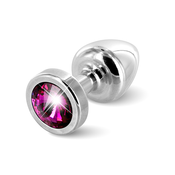 Diogol Anni Round 25mm - Anal Silver Jewelry with Pink Crystal