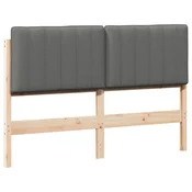 Vidaxl Tapecirano vzglavje z vzglavjem Rjava in svetlo siva 140 cm