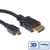 VALUE Value HDMI priključni kabel HDMI-A  vtič\, HDMI-mikro-D  vtič 2.00 m črna 11.99.5581 zaščiten HDMI kabel, (20419028)
