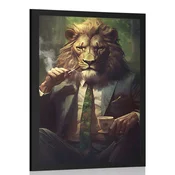 Plakat živalski gangster lev - 30x45 silver
