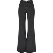 Womens Vintage Flared Denim Jeans - Black