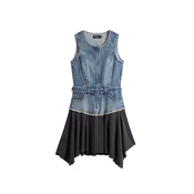 Desigual Obleka moder denim / črna