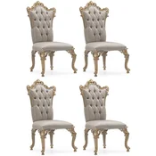 Casa Padrino luxury baroque dining chair set of 4 silver/gray/gold - Magnificent baroque style kitchen chairs - Baroque dining room furniture - Luxury furniture baroque style