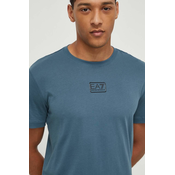 Pamucna majica EA7 Emporio Armani za muškarce, boja: tirkizna, bez uzorka