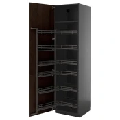 METOD Visoki element s izvlacnim fiokama, Crnosiva/Sinarp smeda, 60x60x220 cm