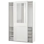 PAX / GRIMO Garderober i klizna vrata, bela/bistro staklo bela, 150x66x236 cm